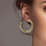 102456, BRASS GEOMETRIC HOOP EARRING
