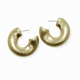 102460, LIGHTWEIGHT CURVED THICK METAL HOOP EARRING