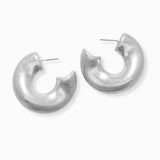 102460, LIGHTWEIGHT CURVED THICK METAL HOOP EARRING
