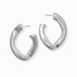 102461, LIGHTWEIGHT CURVED THICK METAL HOOP EARRING