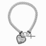 102469, HEART WITH CROSS CHARM STRETCH BRACELET
