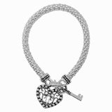 102471, HEART WITH KEY CHARM STRETCH BRACELET
