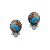 102475, WESTERN OVAL TURQUOISE STONE STUD EARRING