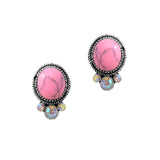 102475, WESTERN OVAL TURQUOISE STONE STUD EARRING