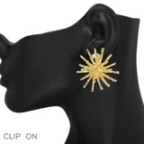 102502, HAMMERED SPIKE METAL CLIP ON EARRING