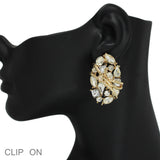 102503, MULTI SHAPE RHINESTONE CLIP ON EARRING