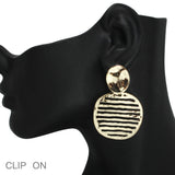 102508, ROUND HAMMERED METAL CLIP ON EARRING