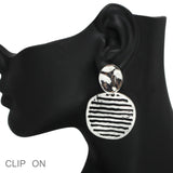 102508, ROUND HAMMERED METAL CLIP ON EARRING