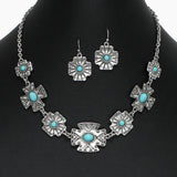 102522, WESTERN CROSS TURQUOISE STONE NECKLACE
