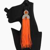 102549, CRYSTAL RHINESTONE ACCENT LONG TASSEL DROP EARRING