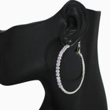 102550, 50MM PAVE CUBIC ZIRCONIA ACCENT ROUND HOOP EARRING