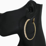 102550, 50MM PAVE CUBIC ZIRCONIA ACCENT ROUND HOOP EARRING
