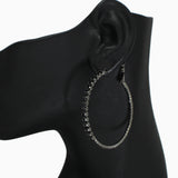 102550, 50MM PAVE CUBIC ZIRCONIA ACCENT ROUND HOOP EARRING