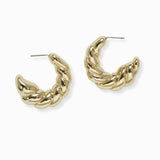 102568, CROISSANT TWISTED METAL HOOP EARRING