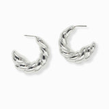 102568, CROISSANT TWISTED METAL HOOP EARRING