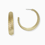 102573, CHEVRON TEXTURED METAL HOOP EARRING