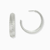 102573, CHEVRON TEXTURED METAL HOOP EARRING