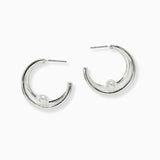 102575, PEARL ACCENT DOUBLE LINE HOOP EARRING