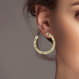 102577, HAMMERED METAL ROUND HOOP EARRING