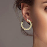 102578, HAMMERED METAL ROUND HOOP EARRING