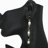 102607, RECTANGLE RHINESTONE DROP DANGLE EARRING