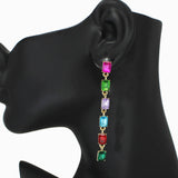 102607, RECTANGLE RHINESTONE DROP DANGLE EARRING