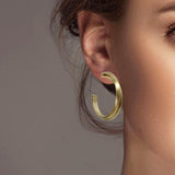 102611, DOUBLE LINE METAL ROUND HOOP EARRING