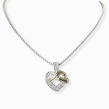 102628, 14K GOLD PLATED, HEART CUBIC ZIRCONIA PENDANT NECKLACE