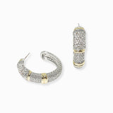 102635, 14K GOLD PLATED, MICRO PAVE CUBIC ZIRCONIA HOOP EARRING