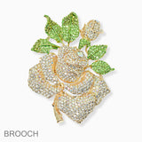 102648, LARGE ROSE FLOWER CRYSTAL RHINESTONE PIN BROOCH