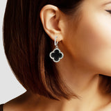 102661, CLOVER WITH CRYSTAL RHINESTONE DANGLE EARRING