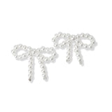 102665, RIBBON BOW PEARL STUD EARRING