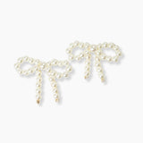 102665, RIBBON BOW PEARL STUD EARRING