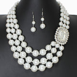 102683, RHINESTONE ACCENT MULTI PEARL STRAND NECKLACE