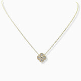 102688, CLOVER PAVE RHINESTONE PENDANT NECKLACE
