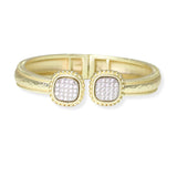 102702, PAVE CUBIC ZIRCONIA ACCENT DESIGNER INSPIRED HINGED BRACELET