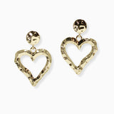 102711, HAMMERED HEART METAL DANGLE EARRING