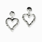 102711, HAMMERED HEART METAL DANGLE EARRING