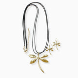 102720, HAMMERED DRAGONFLY LONG PENDANT NECKLACE