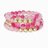 102728, BALL BEADED MULTI LAYERED STRETCH BRACELET