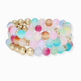 102728, BALL BEADED MULTI LAYERED STRETCH BRACELET