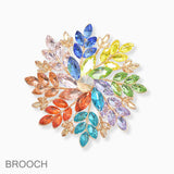 102732, FLORAL RHINESTONE PIN BROOCH