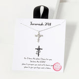 102742, GOLD DIPPED, "JEREMIAH 29:11" DAINTY ROSE CROSS CZ NECKLACE
