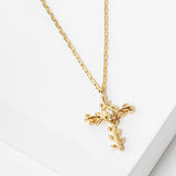 102742, GOLD DIPPED, "JEREMIAH 29:11" DAINTY ROSE CROSS CZ NECKLACE