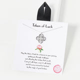 102744, GOLD DIPPED, "TOKEN OF LUCK" CLOVER CHARM CZ NECKLACE
