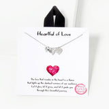 102745, GOLD DIPPED, "HEARTFUL OF LOVE" TRIPLE CZ HEART CHARM NECKLACE