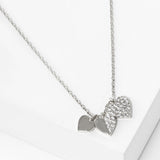 102745, GOLD DIPPED, "HEARTFUL OF LOVE" TRIPLE CZ HEART CHARM NECKLACE