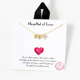 102745, GOLD DIPPED, "HEARTFUL OF LOVE" TRIPLE CZ HEART CHARM NECKLACE