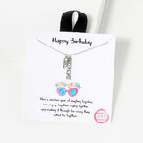 102747, GOLD DIPPED, "HAPPY BIRTHDAY" BIRTHDAY GIRL CHARM NECKLACE