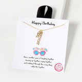 102747, GOLD DIPPED, "HAPPY BIRTHDAY" BIRTHDAY GIRL CHARM NECKLACE